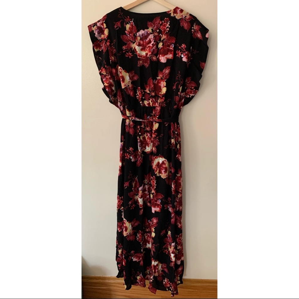 City Chic • 20/L • Monet Floral Print Faux Wrap Maxi Dress High Low - Picture 5 of 9